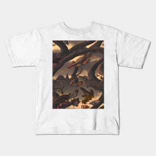 Metamorphosis Skies: A Surreal Landscape of Birds, Fish, and Reptiles in Transformation Kids T-Shirt